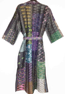 Vintage Silk Sari Patchwork Kantha Robe