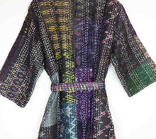 Load image into Gallery viewer, Vintage Silk Sari Patchwork Kantha Robe
