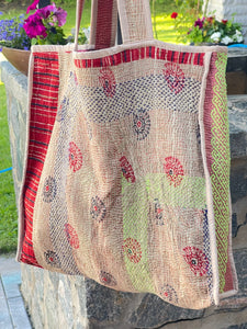 Sari Kantha Tote Bag