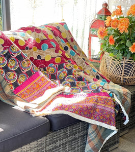 Vintage Sari Kantha Quilt