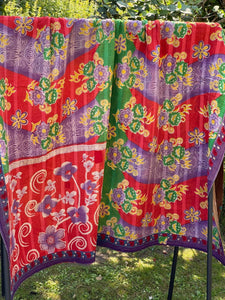 Vintage Sari Kantha Quilt