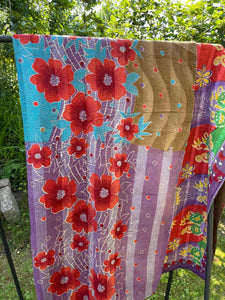 Vintage Sari Kantha Quilt