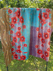 Vintage Sari Kantha Quilt