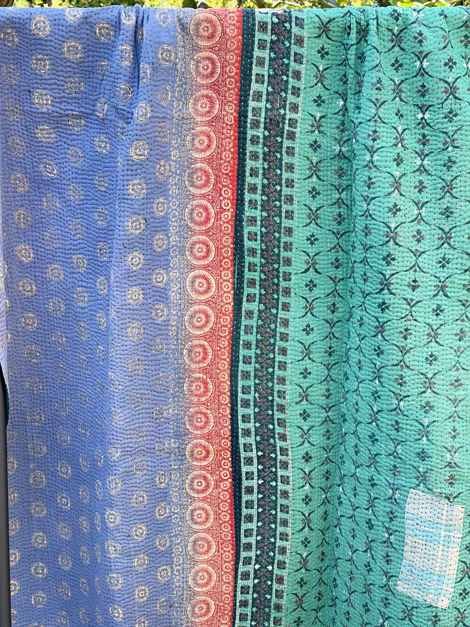 Vintage Sari Kantha Quilt