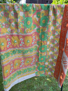 Vintage Sari Kantha Quilt