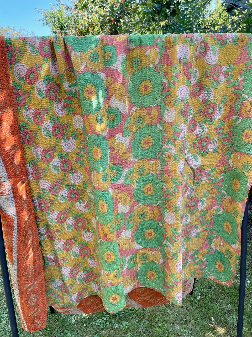Vintage Sari Kantha Quilt