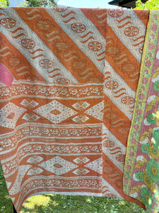 Vintage Sari Kantha Quilt