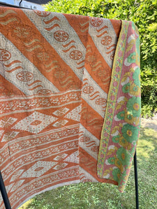 Vintage Sari Kantha Quilt