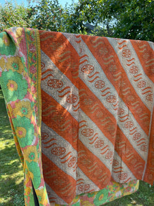 Vintage Sari Kantha Quilt