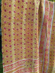 Vintage Sari Kantha Quilt