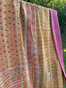 Vintage Sari Kantha Quilt