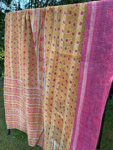 Vintage Sari Kantha Quilt