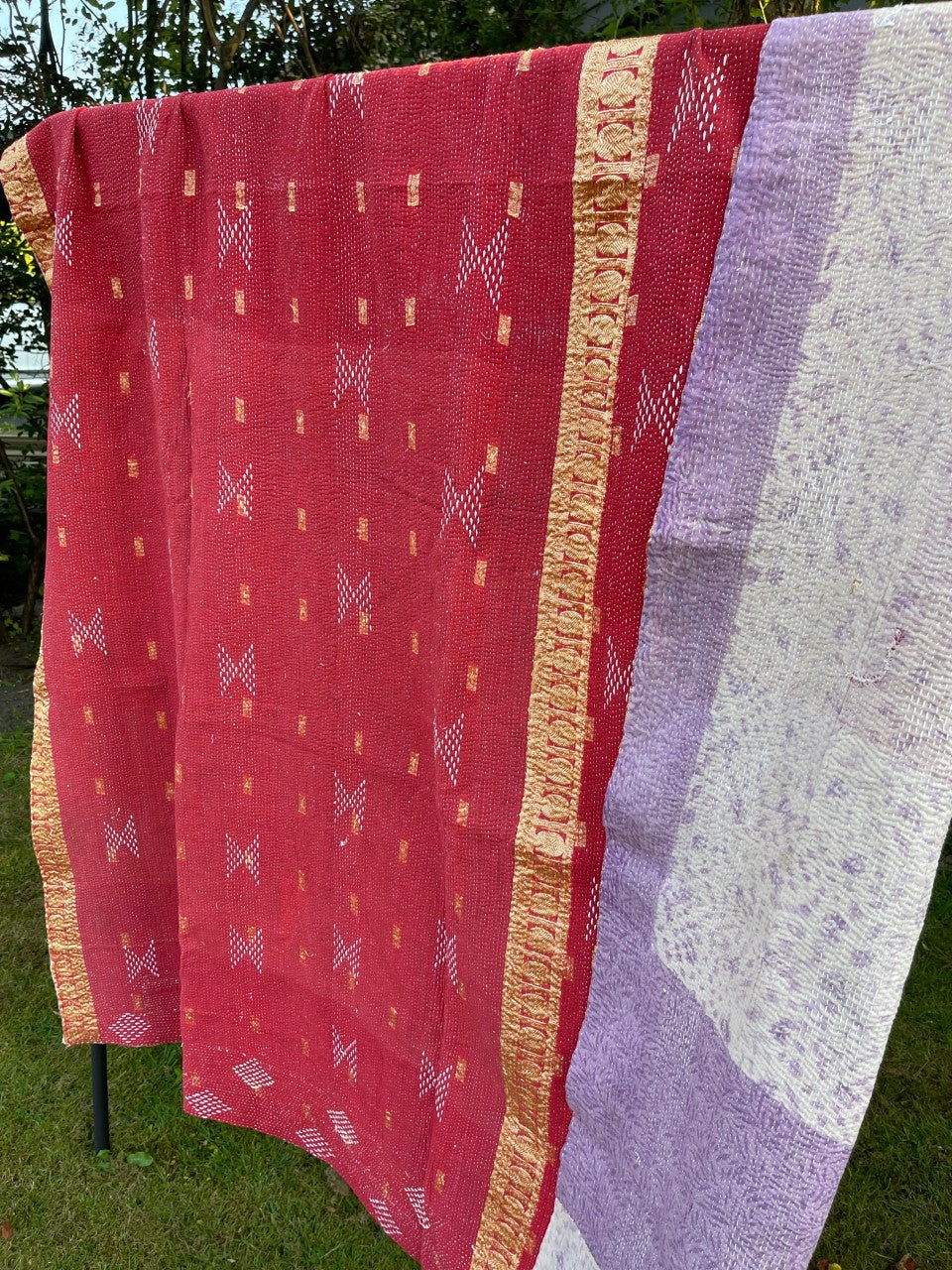 Vintage Sari Kantha Quilt