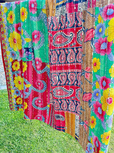 Vintage Sari Sequins Kantha