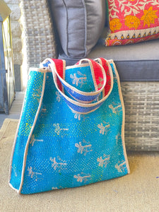 Sari Kantha Tote Bag