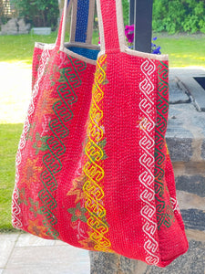 Sari Kantha Tote Bag