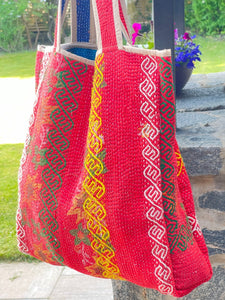 Sari Kantha Tote Bag