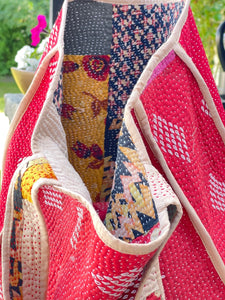 Sari Kantha Tote Bag