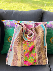 Sari Kantha Tote Bag