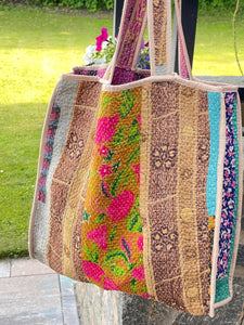 Sari Kantha Tote Bag