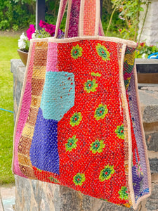 Sari Kantha Tote Bag