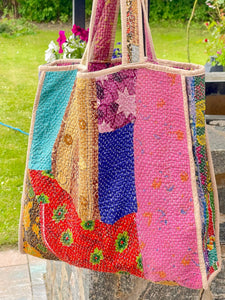 Sari Kantha Tote Bag