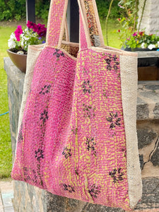 Sari Kantha Tote Bag