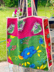 Sari Kantha Tote Bag