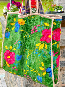 Sari Kantha Tote Bag