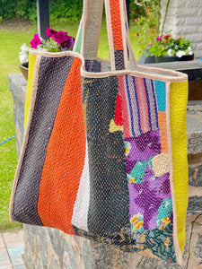 Sari Kantha Tote Bag