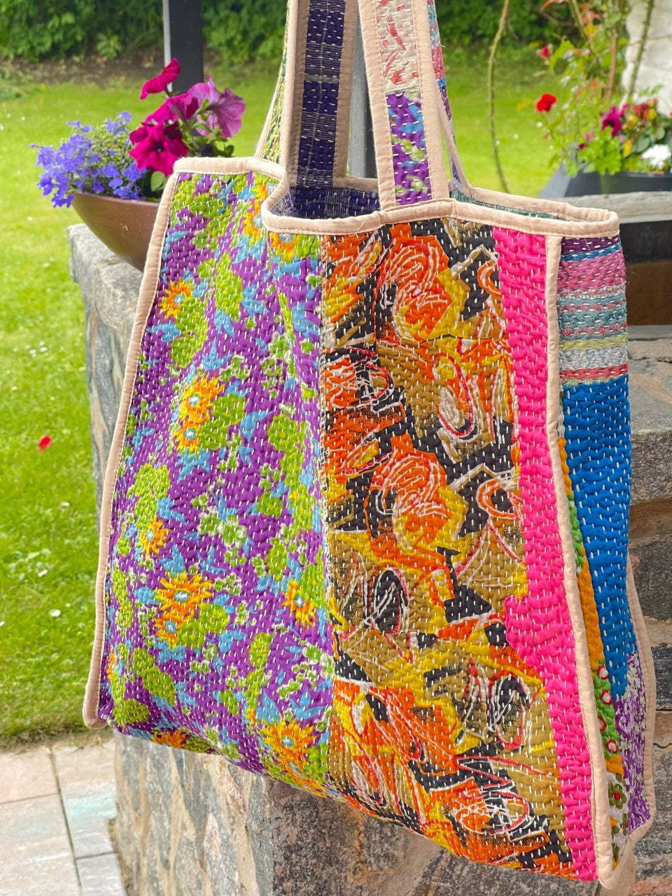 Sari Kantha Tote Bag