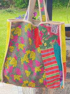 Sari Kantha Tote Bag