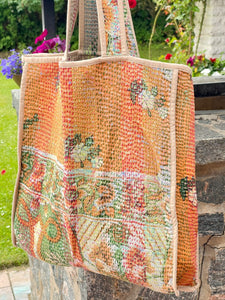 Sari Kantha Tote Bag