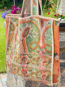 Sari Kantha Tote Bag