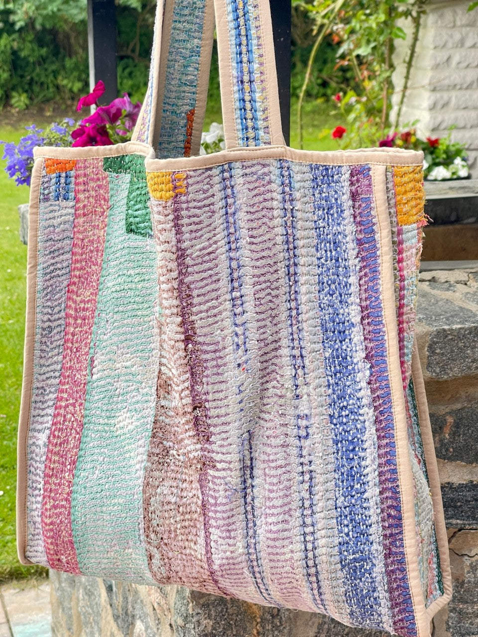 Sari Kantha Tote Bag