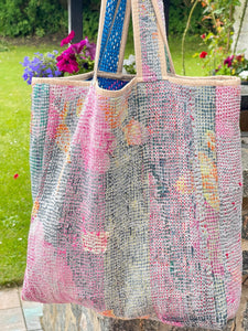 Sari Kantha Tote Bag