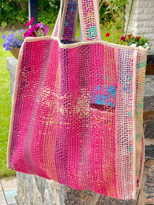 Sari Kantha Tote Bag