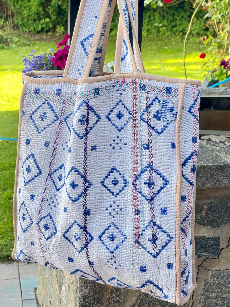 Sari Kantha Tote Bag