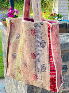 Sari Kantha Tote Bag