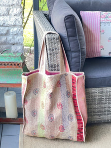 Sari Kantha Tote Bag