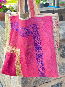 Sari Kantha Tote Bag