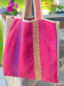 Sari Kantha Tote Bag