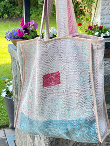 Sari Kantha Tote Bag