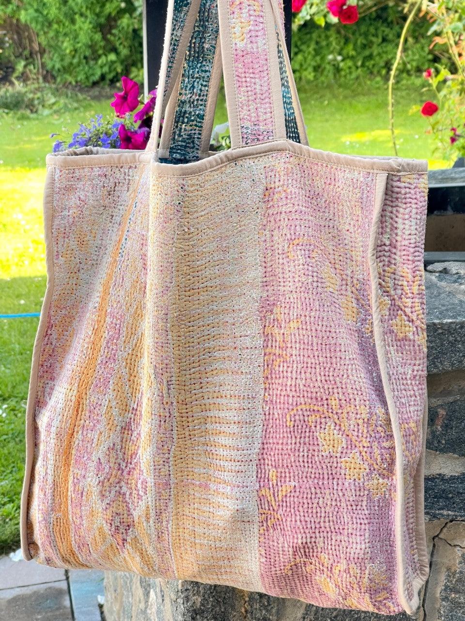 Sari Kantha Tote Bag