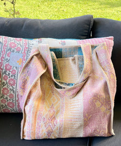 Sari Kantha Tote Bag