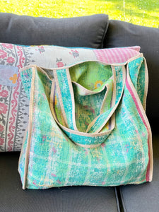 Sari Kantha Tote Bag