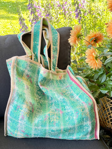 Sari Kantha Tote Bag