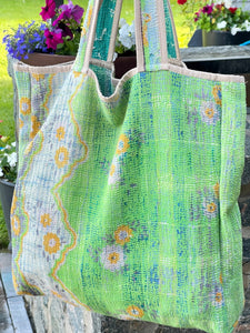 Sari Kantha Tote Bag