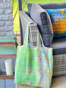 Sari Kantha Tote Bag