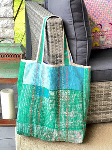 Sari Kantha Tote Bag